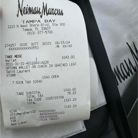 YSL Uptown Wallet on Chain - Gray/Storm - Picture 4 of 4